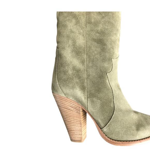 Isabel Marant Denvee Boots Wns 10 beige/Green Suede Tall Cool Girl Western - Picture 3 of 13